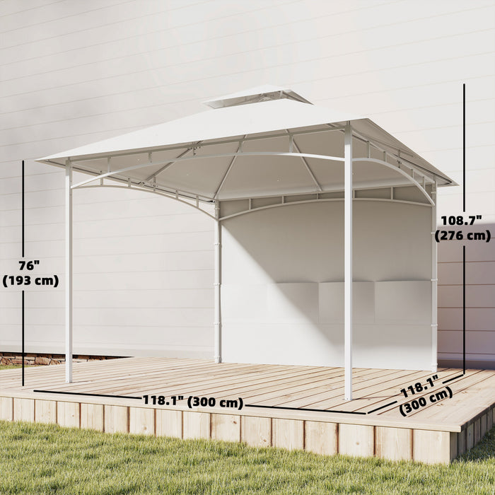 Outsunny Gazebo de terrasse 10'x10', Gazebo exterieur a double toit, creme