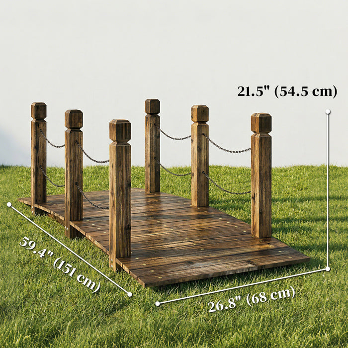 Outsunny Pont de Jardin Decoratif Resistant aux Intemperies 5 Pieds, Carbonise