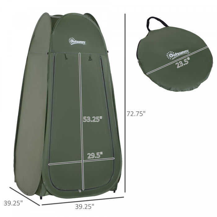 Outsunny Tente De Douche De Camping Pop-up Dressing Portable Vestiaire Tentes D'abri De Confidentialite Toilettes De Plage Et Seance Photo Interieure Avec Sac De Transport Vert Armee