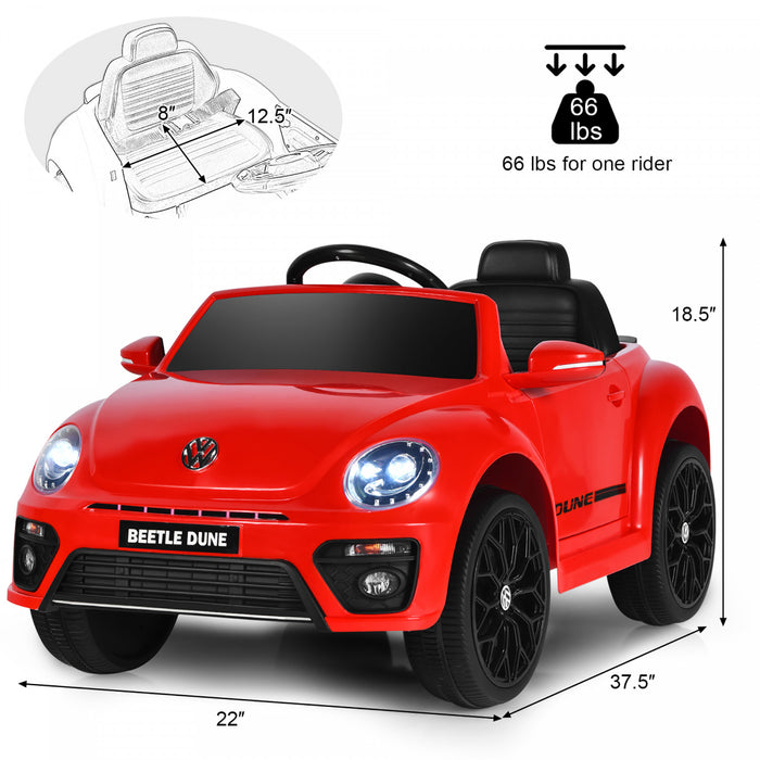 Voiture Electrique 12v Pour Enfants Costway, Sous Licence Volkswagen Beetle Avec Telecommande Et Musique, Rouge