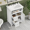 Vivo 24 Inch Single Sink Bathroom Vanity with Flip Drawer and Solid Wood Legs, White | Vivo Meuble-Lavabo Simple 24 po avec Tiroir Bascule et Pieds en Bois Massif, Blanc