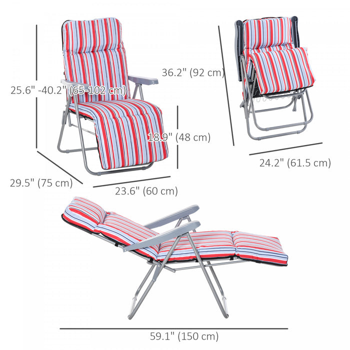 Outsunny Lot De 2 Chaises Longues De Jardin, Fauteuil Inclinable, Rouge