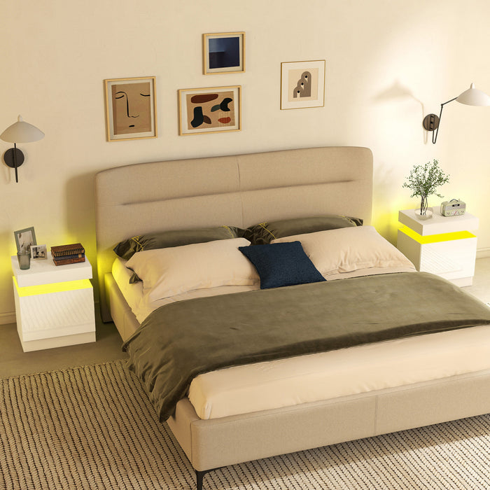 HOMCOM Table de chevet, table d'appoint avec lumieres LED, pour chambre
