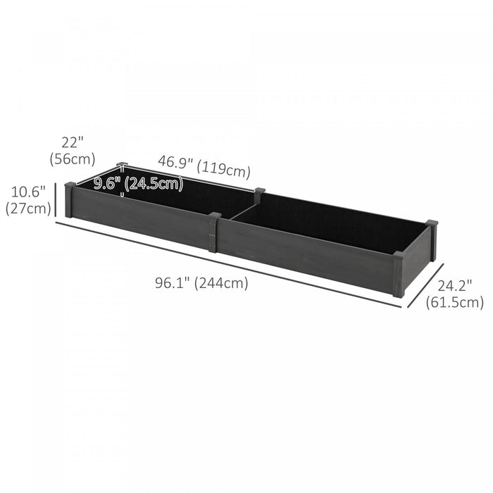 Outsunny Lit De Jardin Sureleve En Bois Avec 2 Jardinieres, Gris