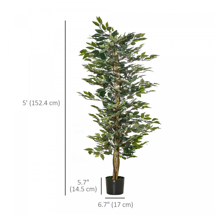 HOMCOM Ficus Artificiel 5Pieds pour Decoration Interieure