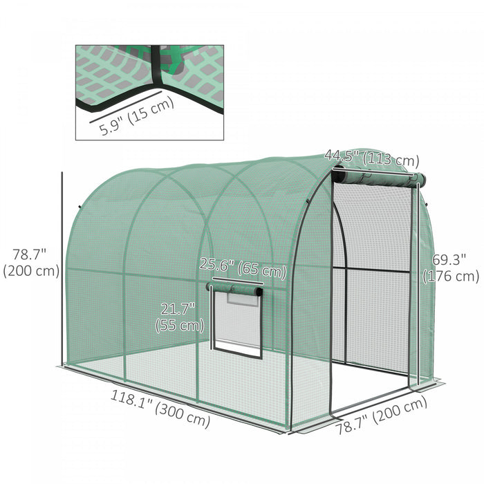 Outsunny Serre Tunnel Avec Porte Enroulable Et Fenetres, 6.6' X10' X6.6'.