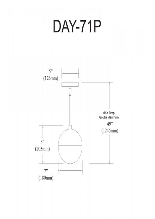 Luminaire suspendu Dayana de Dainolite en verre blanc, avec fini chromé poli et 1 ampoule