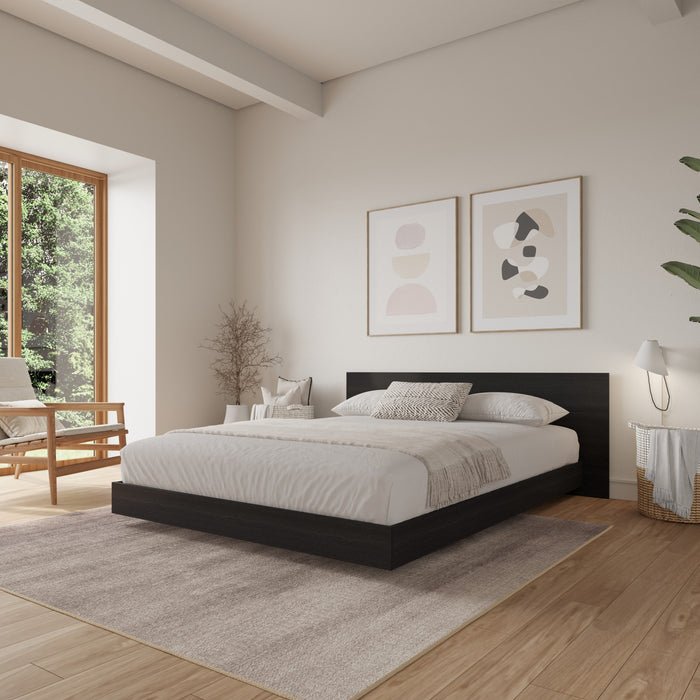 Lit plateforme bas Satori avec tete de lit Double