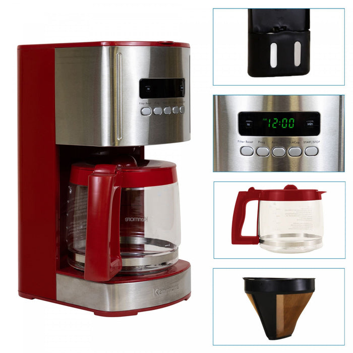 Cafetière programmable Kenmore de 12 tasses, rouge - KKCM12R