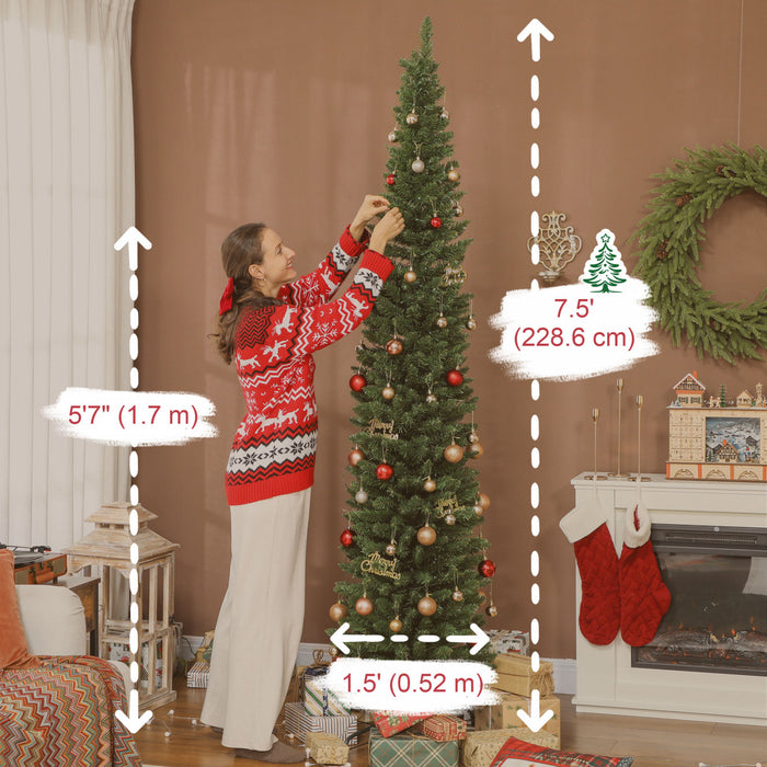 HOMCOM Sapin de Noel de 7,5pi avec LEDs Synchronisees, Sapin de Noel, Vert