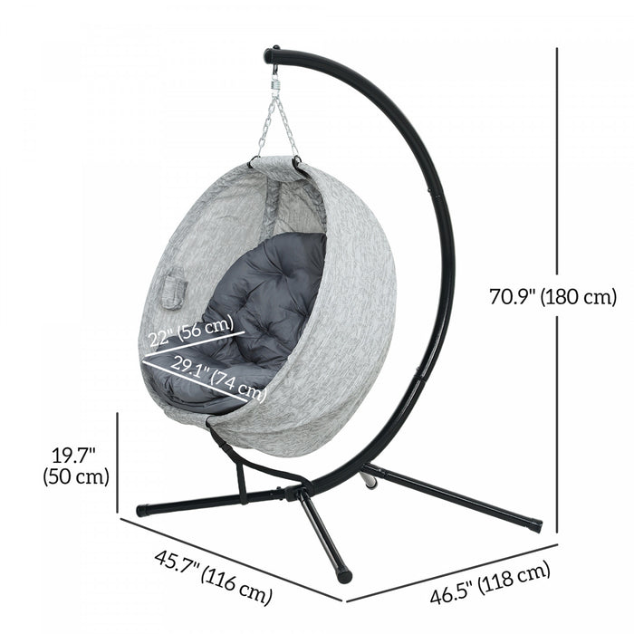 Outsunny Chaise œuf Suspendue , Chaise Balancoire Interieure Et Exterieure