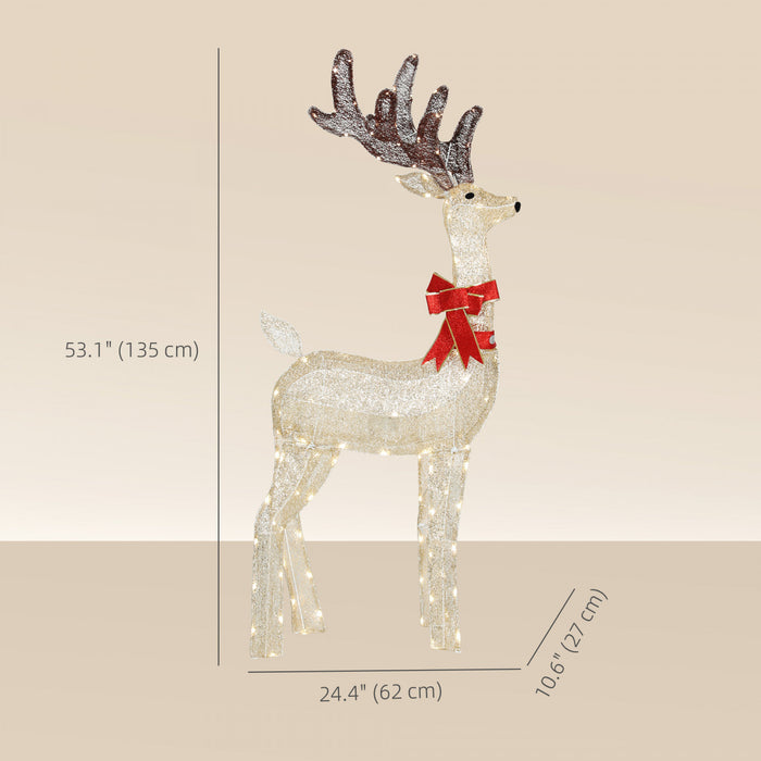 Outsunny Cerf de Noel illumine de 4.4pi, cerf illumine avec tete rotative