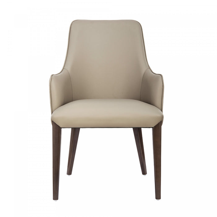 Fauteuil contemporain Belmont en chenille et similicuir avec structure en bois, rembourre, coloris taupe