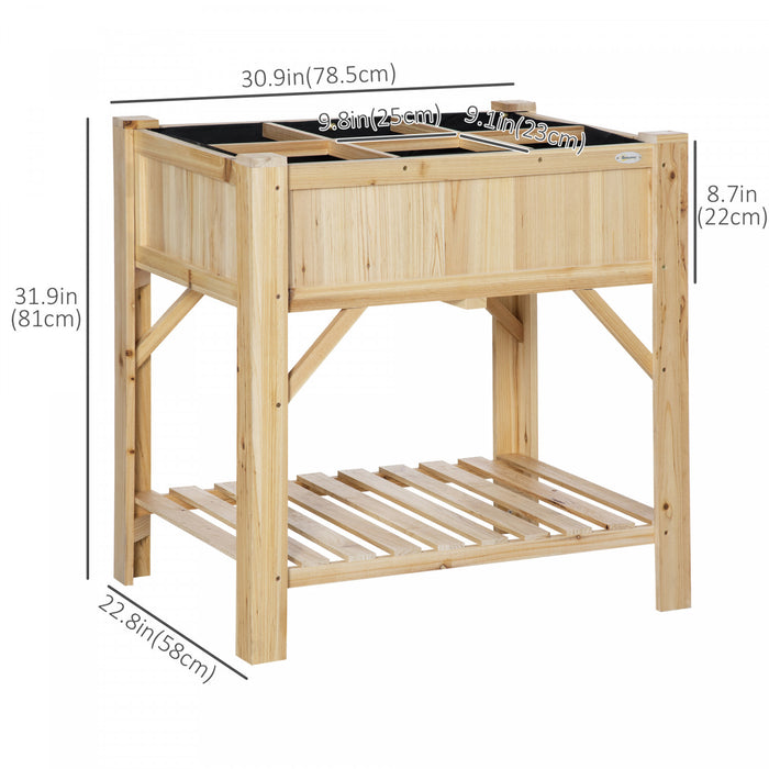 Outsunny 31\" X 23\" Lit De Jardin Sureleve, Jardiniere Surelevee En Bois Avec Tissu Non Tisse Pour Les Legumes, Les Fleurs Et Les Herbes Dans Le Patio, Le Jardin Et Le Balcon.