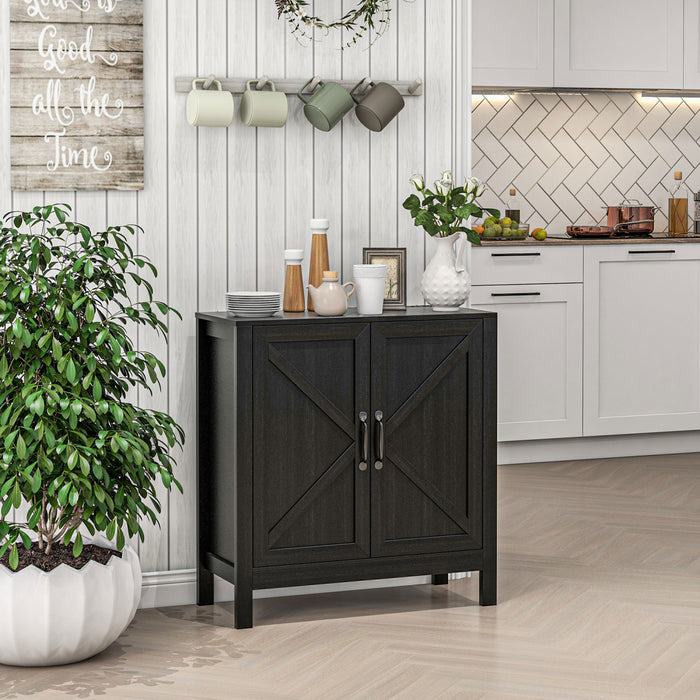 HOMCOM Armoire de rangement, buffet avec etagere reglable, noir