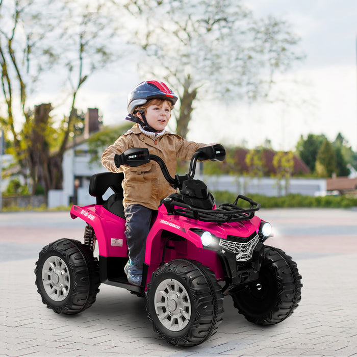 Costway 12v Enfants Rouler Sur Atv Electrique 4 Roues Quad 2 Vitesses W / Mp3 & Phares Rose