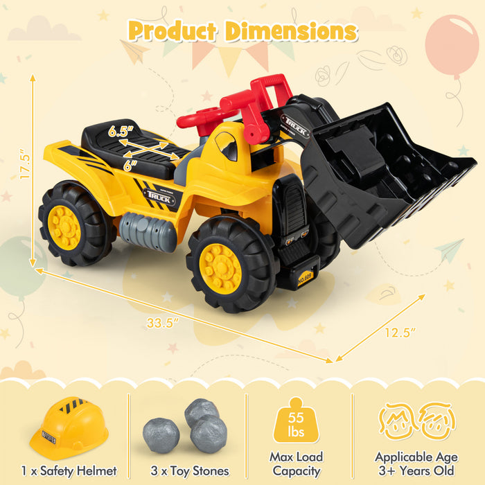 Costway Tracteur A Pedales A Monter Pour Enfant Vehicule Tracteur Excavatrice Trotteur Trotteur D'equilibre Vocal De Quatre Pneus Pour Enfant Jaune