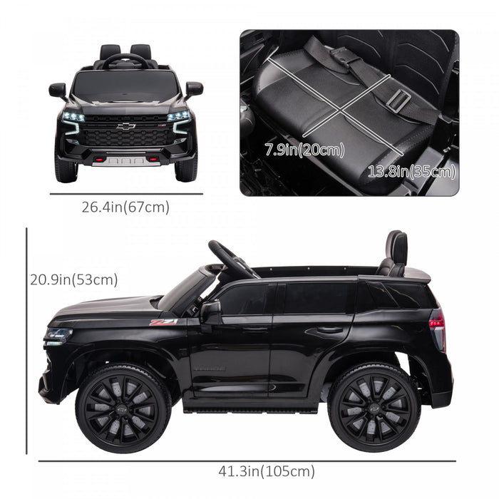 Aosom Chevrolet Voiture Electrique Sous Licence 12 V Pour Enfants Avec Telecommande, Klaxon, Cadeau Pour Garcons Et Filles De 3 A 6 Ans Avec Lecteur De Musique, Voiture Electrique Pour Enfants, Noir