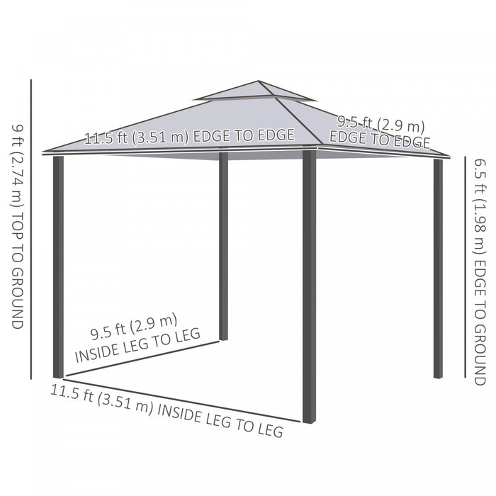 Outsunny Tente D'auvent De Pavillon De Patio De 12' Avec Filet, Taupe