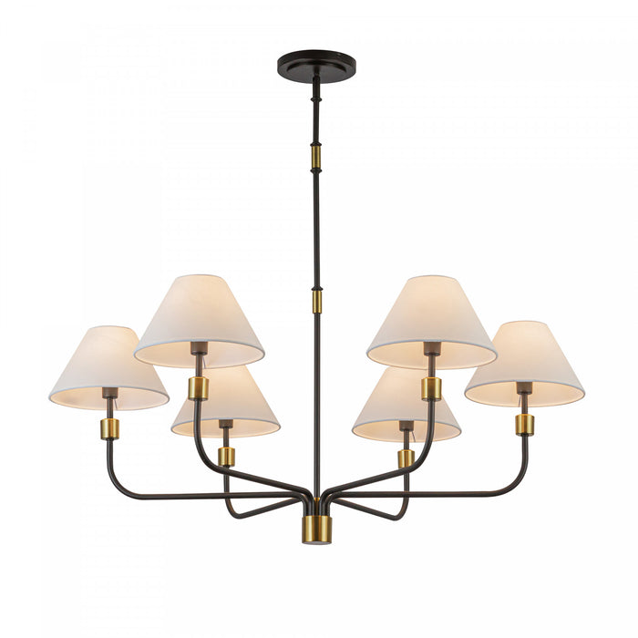 Lustre A 6 lampes Providence, Noir, Laiton Brosse