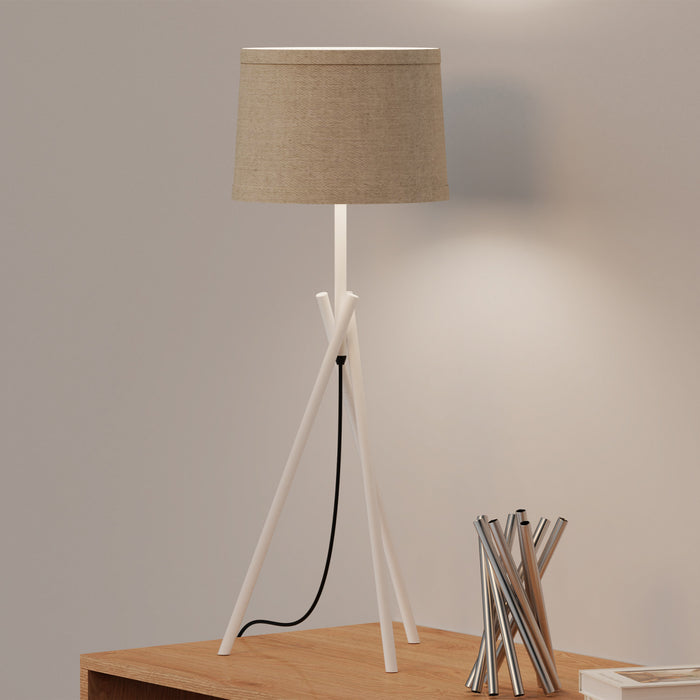 Élégante lampe de table blanche de 26 po à pattes croisées avec abat-jour en tissu 