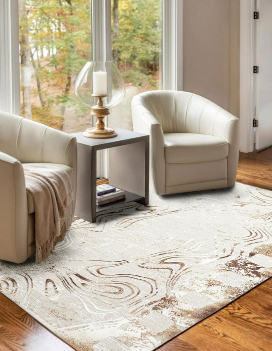 Tapis Contemporain/Moderne Echo 5'0\" x 8'0\" en Brun clair