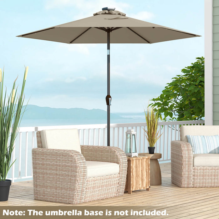 Costway Parasol de marche solaire LED de 9 pieds avec reglage d'inclinaison et manivelle, tan