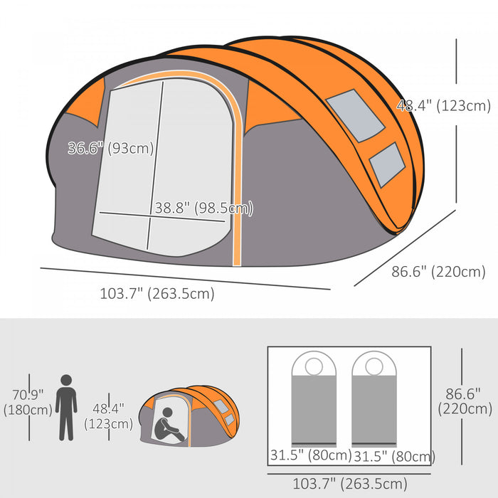 Outsunny Tente De Camping 5 Personnes Tente Pop Up Automatique