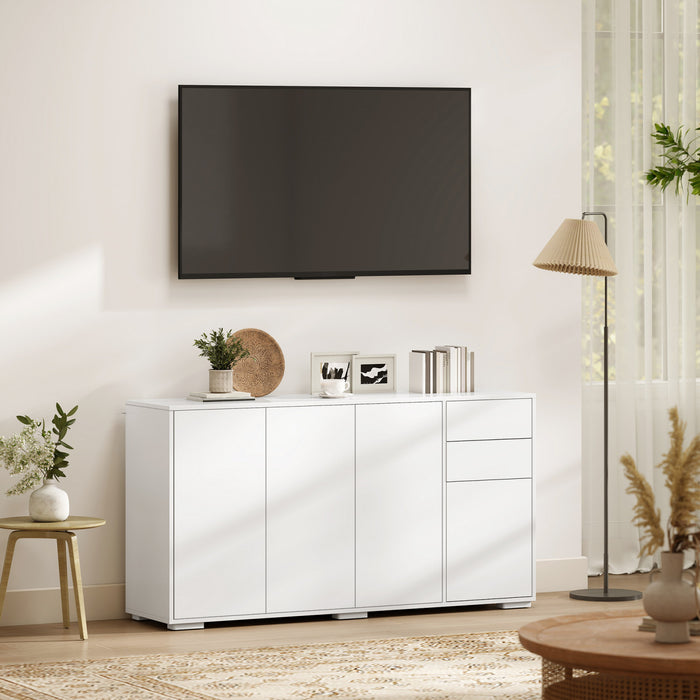 HOMCOM Buffet de Cuisine avec Tiroirs a Ouverture par Pression et Placards