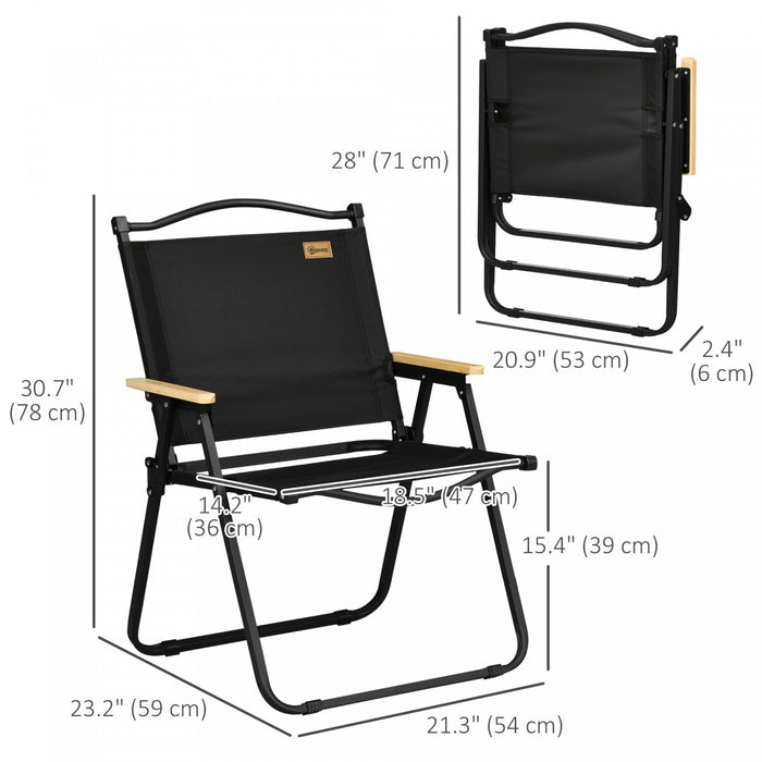 Outsunny Chaise De Camping Pliante, Fauteuil Portable, Noir
