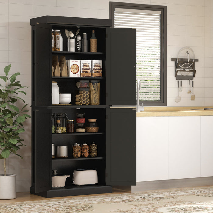 HOMCOM Garde-Manger Cuisine 4 Portes Autoportant Etageres Noir