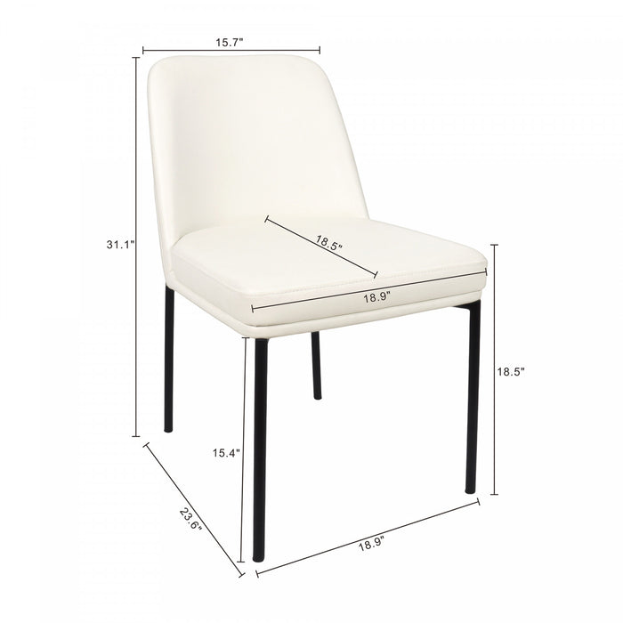 Chaise laterale contemporaine Loft en cuir vegetalien et metal ivoire - Lot de 2
