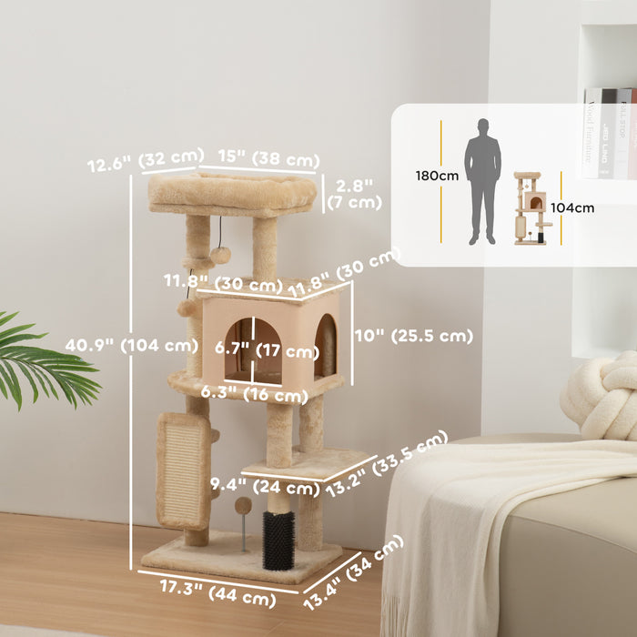 Arbre a Chat de 132 cm avec Poteaux a Griffer, Beige