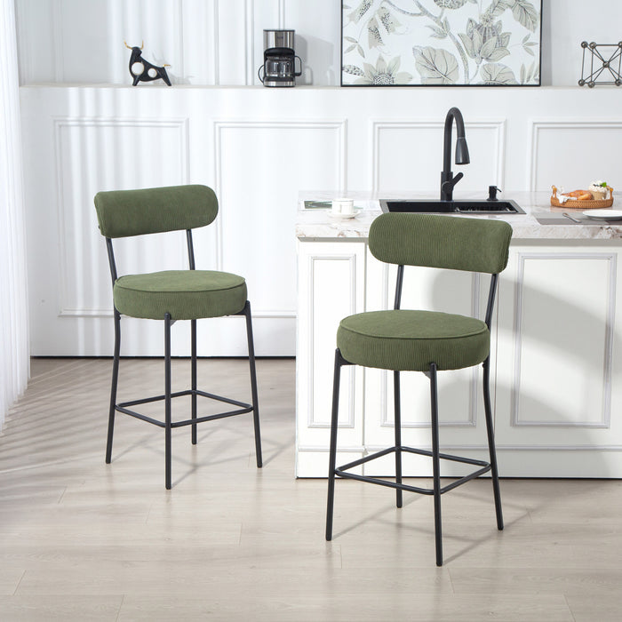 HOMCOM Lot de 2 tabourets de bar modernes, hauteur comptoir 27 po, vert