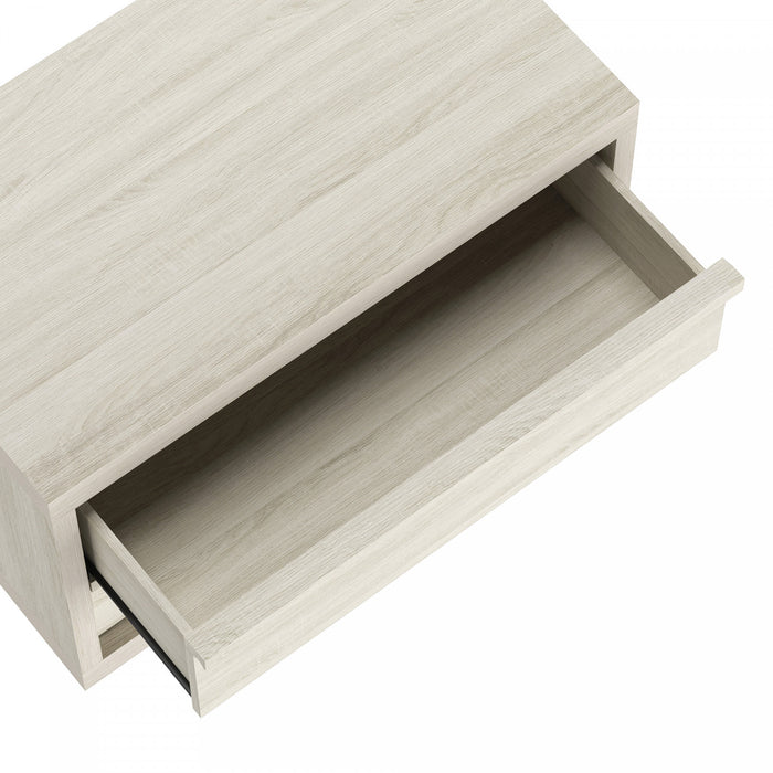 Table de nuit contemporaine Navis 32\" en chene blanchi (2 tiroirs)