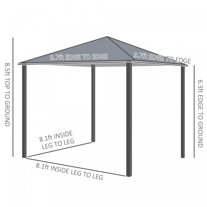 Outsunny 10 Pi X 10 Pi A Toit Souple Exterieur Gazebo Murs Rideaux En Maille A Cadre En Acier