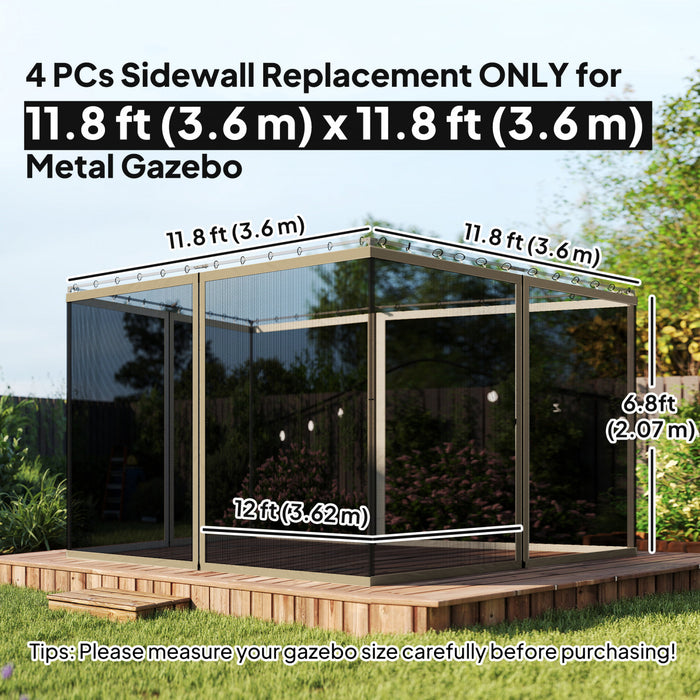 Outsunny Moustiquaire de rechange pour gazebo 12' x 12', kaki