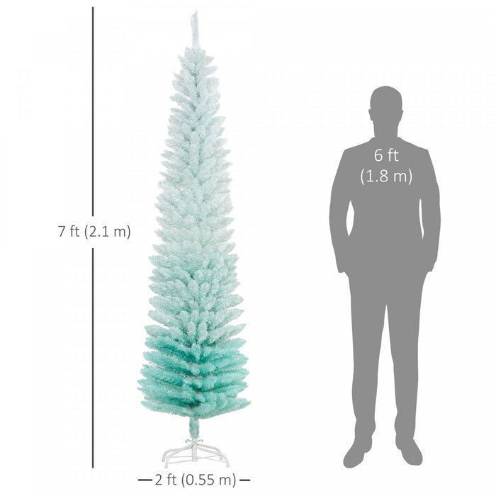 Homcom Sapin De Noel Artificiel Fin, Sapin De Noel Crayon, Bleu Degrade
