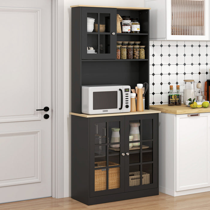 HOMCOM Garde-Manger 3 Armoires 2 Etageres Ouvertes Plan de Travail
