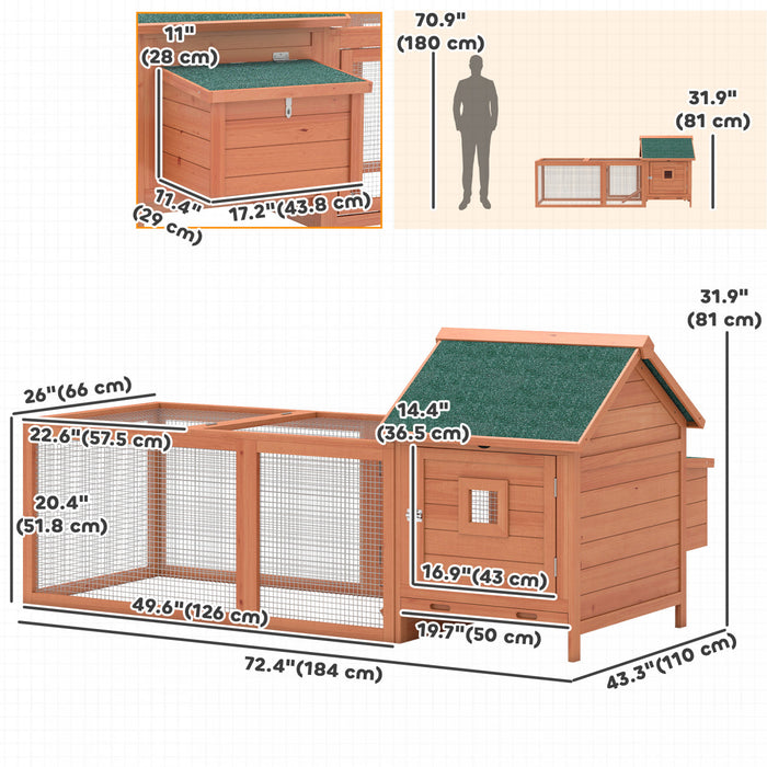 Poulailler en Bois 184 cm pour 2 Poules