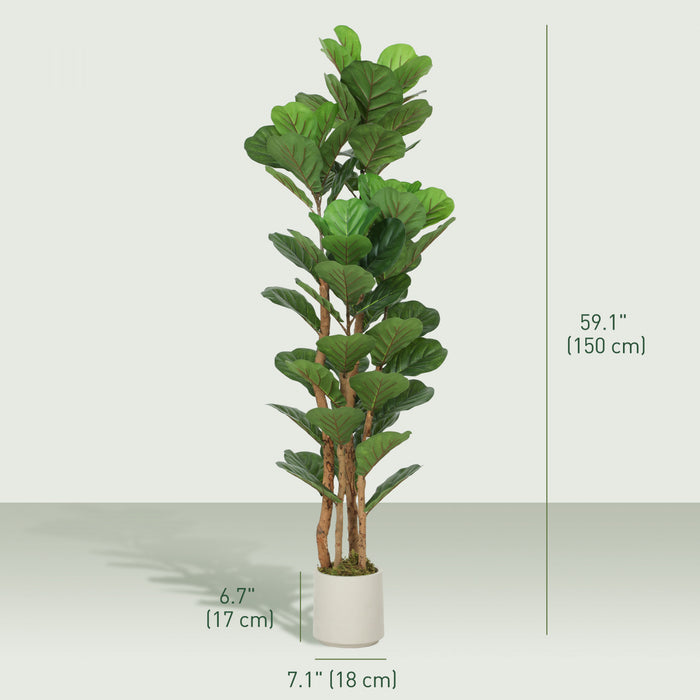 HOMCOM Ensemble de 2 Faux Figuiers Lyre de 5\", Arbre Factice