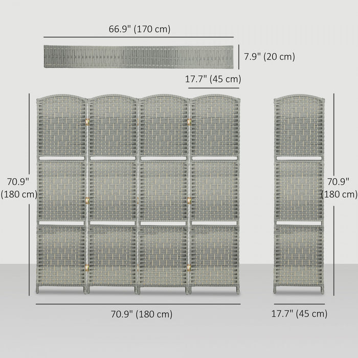 HOMCOM Ecran de confidentialite avec etageres, separateur de piece, gris