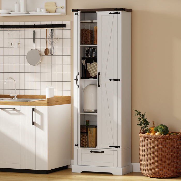 HOMCOM Placard de Cuisine 71 po, Meuble de Rangement avec 2 Portes, Blanc