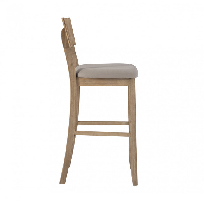 Tabouret bar Jorissen en tissu d'apparence lin - gris