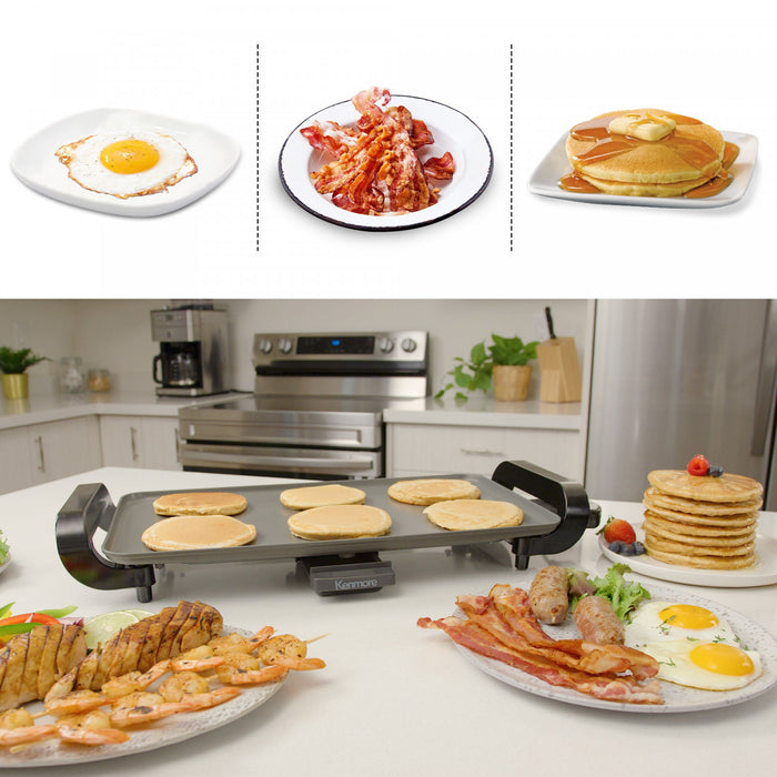 Plaque chauffante électrique antiadhésive Kenmore 10 po x 18 po, grise - KKNSEGGrey