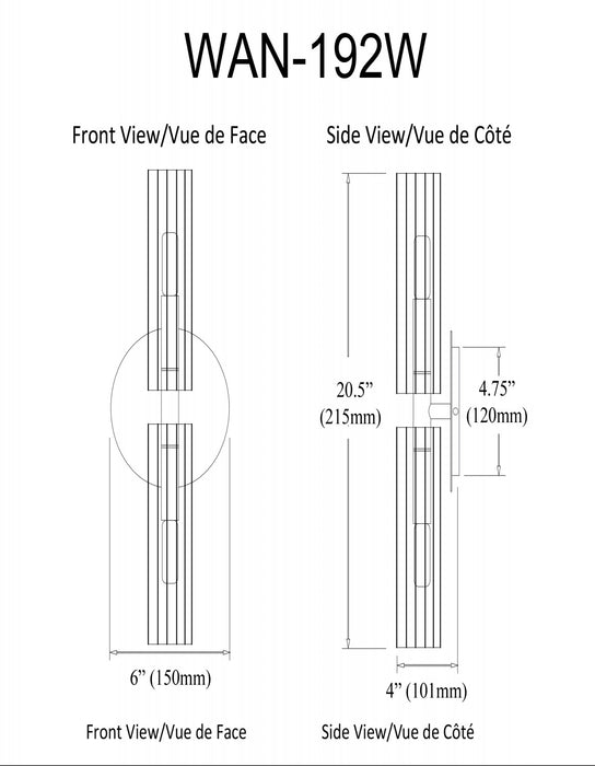 Applique murale Wand de Dainolite en verre givré, avec fini noir mat et laiton vieilli, et 2 ampoules