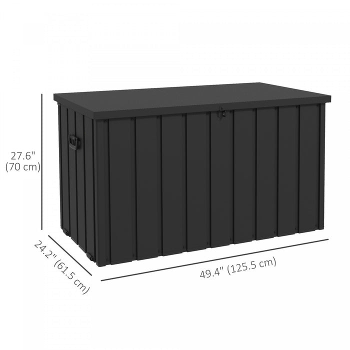 Outsunny Coffre de Terrasse 450L avec Roues, Gris Fonce