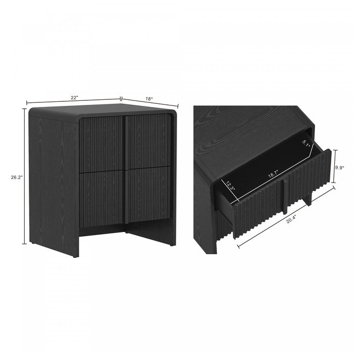 Table de nuit contemporaine Novara 56 cm en noir (2 tiroirs)