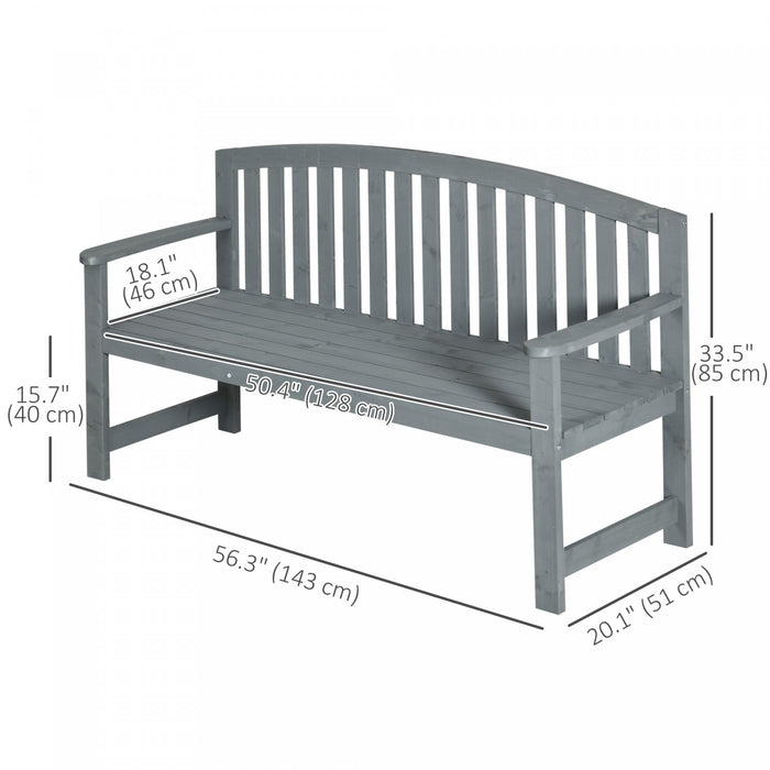 Outsunny Banc De Jardin En Bois 2 Places Avec Design A Lattes, Gris
