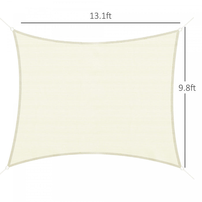 Voile D'ombrage Rectangulaire 3 X 4 M Polyethylene Haute Densite Resistant Aux Uv Coloris Creme